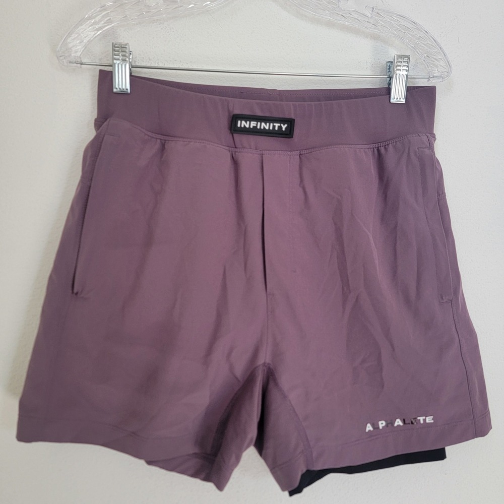Alphalete Infinity Mens Athletic Compression Short Purple Lined Medium Cycling